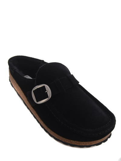 Birkenstock Black Buckley Shearling Suede Slip-on Shoes