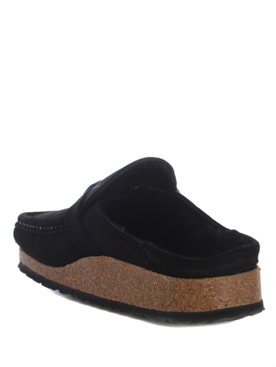 Birkenstock Black Buckley Shearling Suede Slip-on Shoes