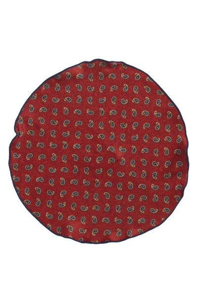 Shop Edward Armah Polka Dot & Paisley Print Reversible Silk Pocket Circle In Brick