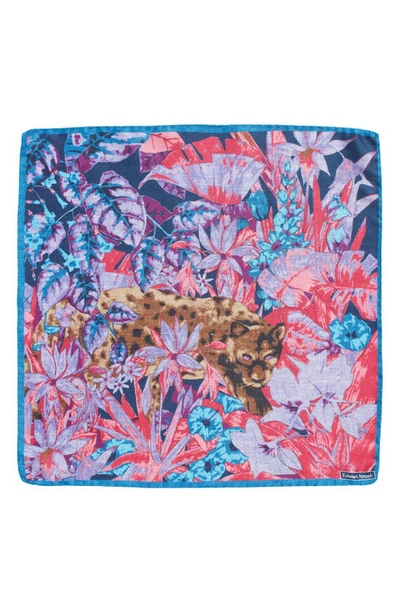 Shop Edward Armah Leopard & Jungle Print Silk Pocket Square In Rose