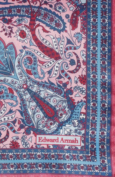 Shop Edward Armah Persian Print Silk Pocket Square In Pink