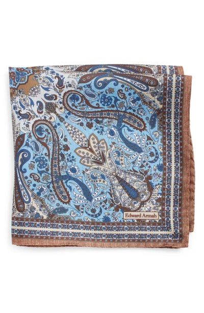 Shop Edward Armah Persian Print Silk Pocket Square In Brown