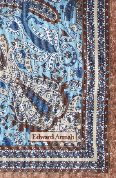 Shop Edward Armah Persian Print Silk Pocket Square In Brown