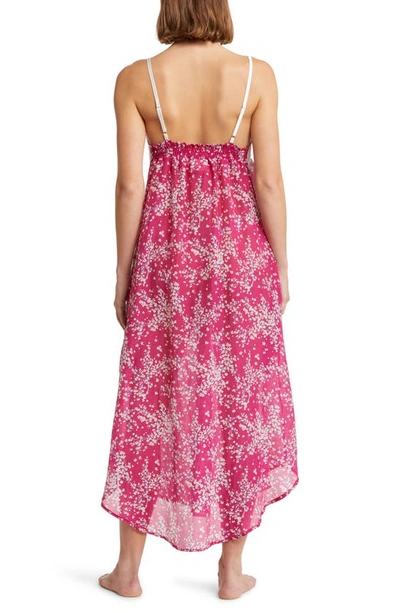 Shop Papinelle Cheri Blossom Lace Trim Nightgown In Dark Raspberry