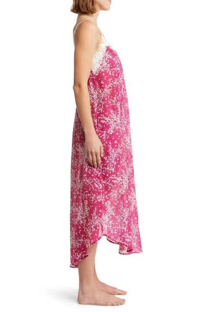 Shop Papinelle Cheri Blossom Lace Trim Nightgown In Dark Raspberry