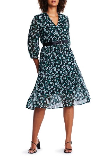 Shop Estelle Evergreen Garden Long Sleeve Dress In Print