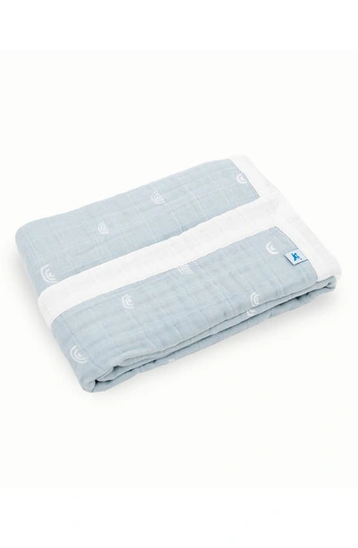 Little Unicorn Cotton Muslin Baby Quilt In Blue Rainbow