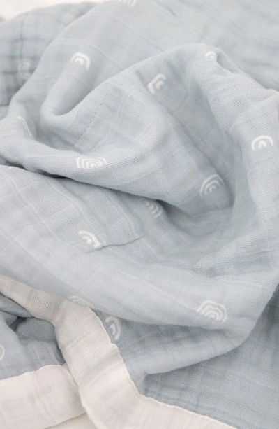 Little Unicorn Cotton Muslin Baby Quilt In Blue Rainbow