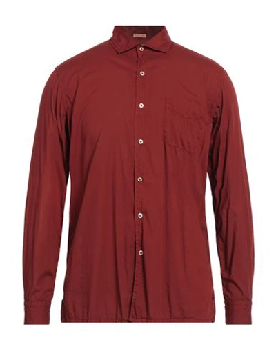 Shop Massimo Alba Man Shirt Burgundy Size M Cotton In Red