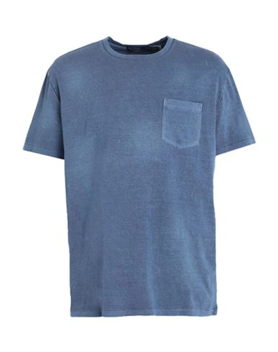 Shop Polo Ralph Lauren Classic Fit Jersey Pocket T-shirt Man T-shirt Slate Blue Size L Cotton