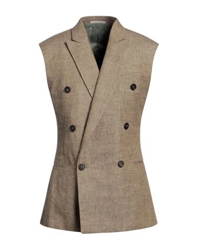 Shop Pal Zileri Man Tailored Vest Sand Size 40 Linen, Silk In Beige