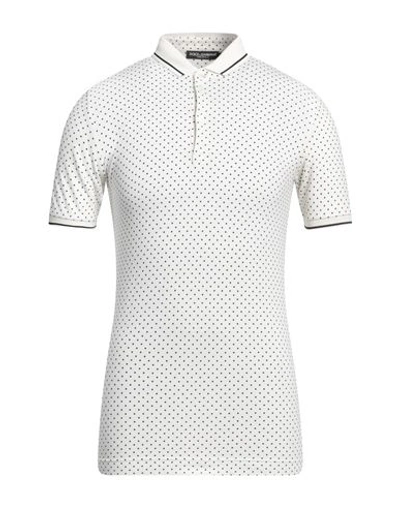 Shop Dolce & Gabbana Man Polo Shirt White Size 36 Cotton, Bovine Leather