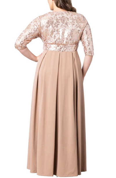 Shop Kiyonna Paris Sequin Bodice Gown In Rose Gold