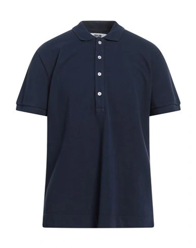 Shop Mauro Grifoni Man Polo Shirt Navy Blue Size 42 Cotton