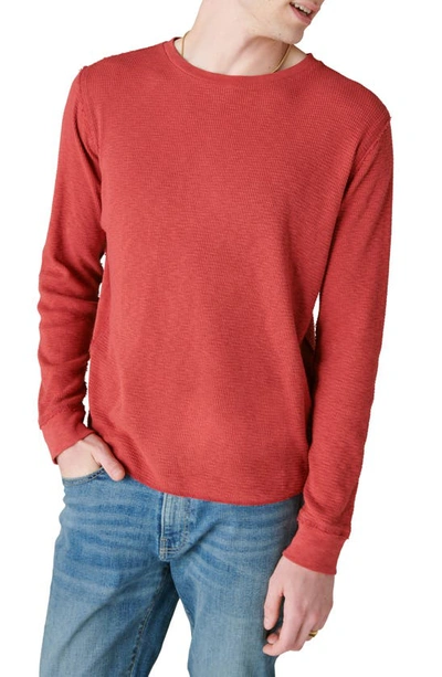 Shop Lucky Brand Garment Dye Thermal T-shirt In Rio Red