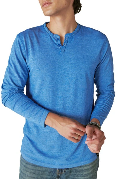 Shop Lucky Brand Venice Burnout Cotton Blend Long Sleeve T-shirt In Blueberry
