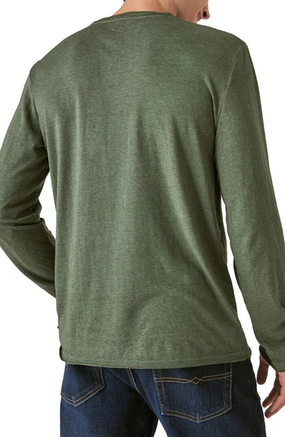 Shop Lucky Brand Venice Burnout V-neck Long Sleeve Cotton Blend T-shirt In Pine Ridge