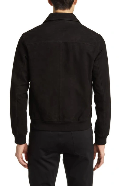 Shop Theory Wyatt Reece Leather Bomber Jacket In Black - 001