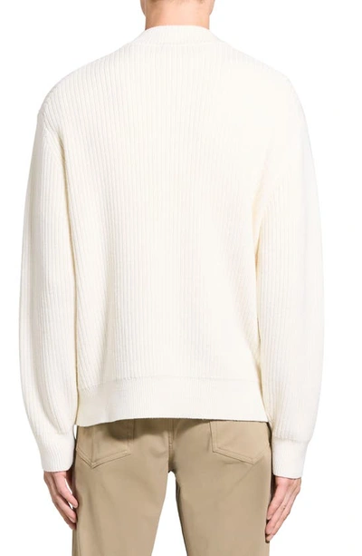 Shop Theory Ryke Cashton Rib Cotton & Cashmere Blend Zip-up Cardigan In Ivory