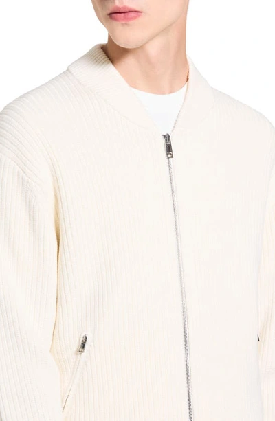 Shop Theory Ryke Cashton Rib Cotton & Cashmere Blend Zip-up Cardigan In Ivory