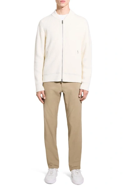 Shop Theory Ryke Cashton Rib Cotton & Cashmere Blend Zip-up Cardigan In Ivory