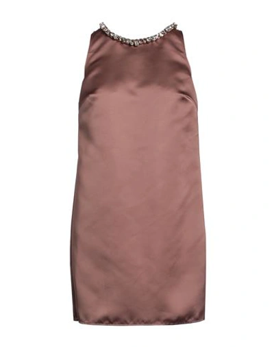 Elisabetta Franchi Woman Mini Dress Brown Size 4 Polyester In Brown