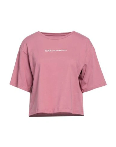 Shop Ea7 Woman T-shirt Pastel Pink Size S Cotton