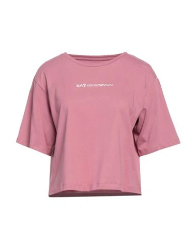 Ea7 Woman T-shirt Pastel Pink Size Xl Cotton In Pink