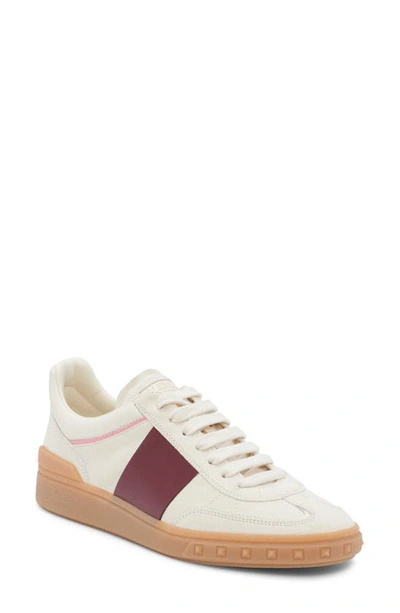 Shop Valentino Upvillage Low Top Sneaker In Ivory/ Cordovan Red Ivory