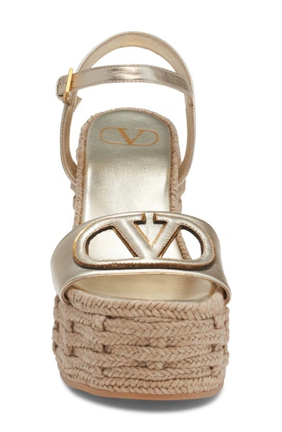Shop Valentino Vlogo Espadrille Wedge Sandal In Platino/ Antique/grey