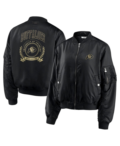 Wear By Erin Andrews Black Colorado Buffaloes Full-zip Bomber Jacket In Black