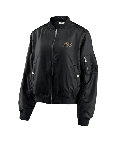 Shop Wear By Erin Andrews Women's  Black Colorado Buffaloes Full-zip Bomber Jacket