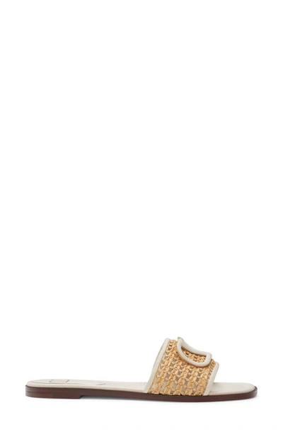 Shop Valentino Vlogo Raffia Slide Sandal In Naturale/ Light Ivory