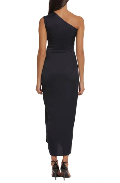 Shop Donna Morgan For Maggy Draped Skirt One-shoulder Dress In Twilight Navy