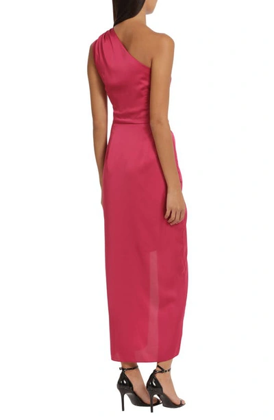 Shop Donna Morgan For Maggy Draped Skirt One-shoulder Dress In Vivacious