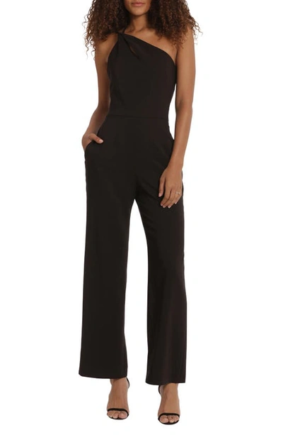 Shop Donna Morgan For Maggy Twisted One-shoulder Jumpsuit In Black