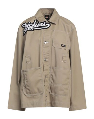 Dickies Woman Denim Shirt Beige Size L Polyester, Cotton In Beige
