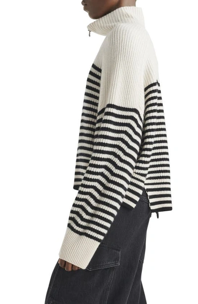 Shop Rag & Bone Pierce Stripe Quarter Zip Cashmere Sweater In Ivory Multi