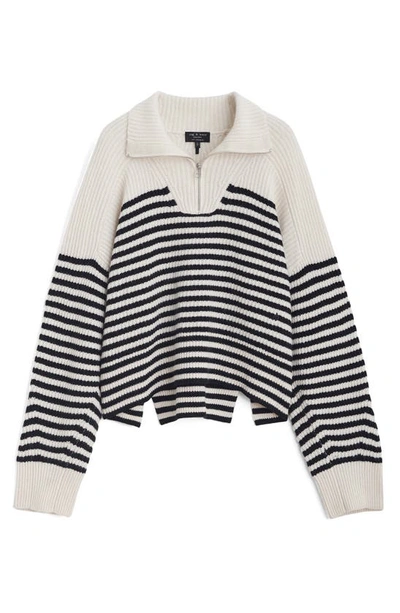 Shop Rag & Bone Pierce Stripe Quarter Zip Cashmere Sweater In Ivory Multi