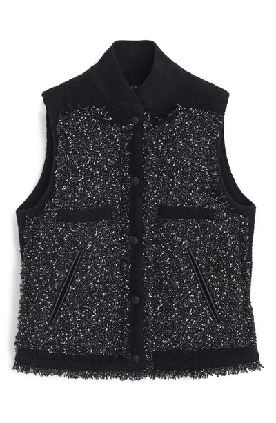 Shop Rag & Bone Judith Wool Blend Tweed Vest In Blackmult