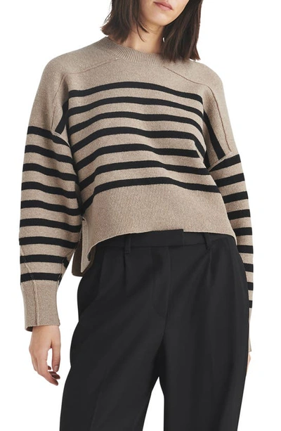 Shop Rag & Bone Bridget Stripe Crewneck Wool Blend Sweater In Oatmeal Multi