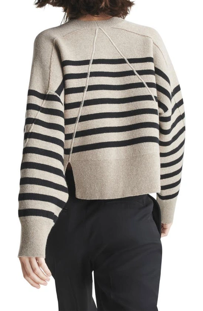 Shop Rag & Bone Bridget Stripe Crewneck Wool Blend Sweater In Oatmeal Multi