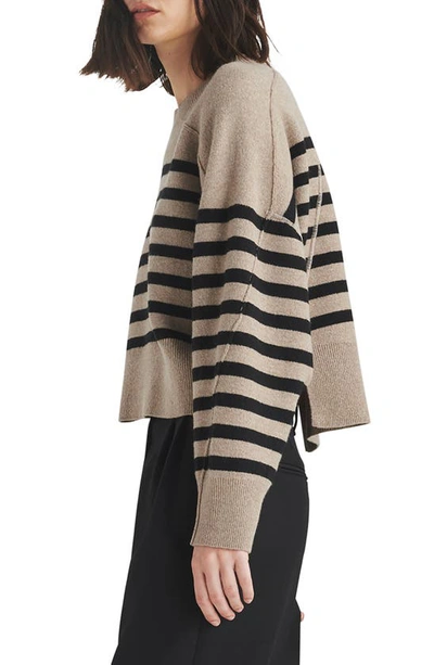 Shop Rag & Bone Bridget Stripe Crewneck Wool Blend Sweater In Oatmeal Multi
