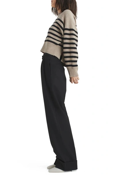 Shop Rag & Bone Bridget Stripe Crewneck Wool Blend Sweater In Oatmeal Multi