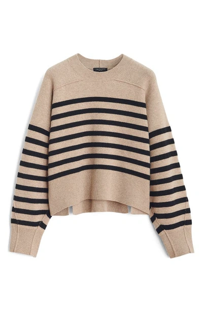 Shop Rag & Bone Bridget Stripe Crewneck Wool Blend Sweater In Oatmeal Multi