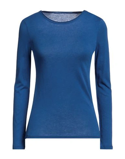Shop Majestic Filatures Woman T-shirt Blue Size 1 Cotton, Cashmere