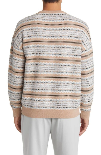 Shop Reiss Plato Fair Isle Stripe Wool Sweater In Camel