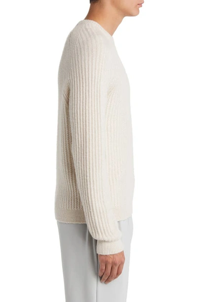 Shop Reiss Millerson Textured Wool & Cotton Blend Crewneck Sweater In Stone