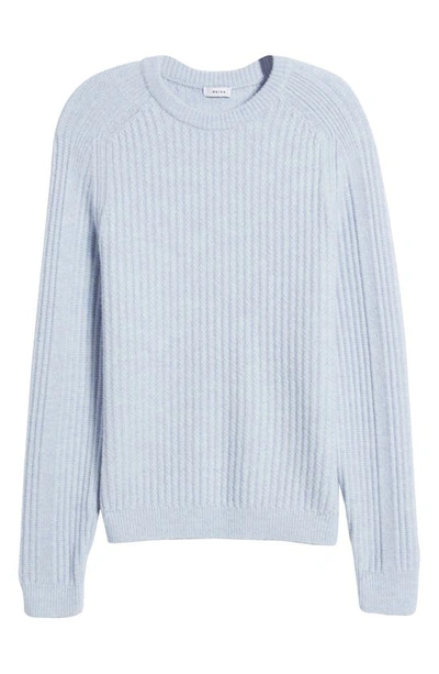 Shop Reiss Millerson Textured Wool & Cotton Blend Crewneck Sweater In Soft Blue Melange