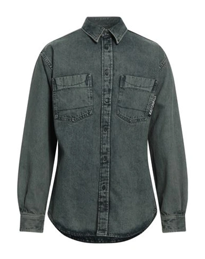 Shop Just Cavalli Man Denim Shirt Lead Size 42 Cotton In Grey